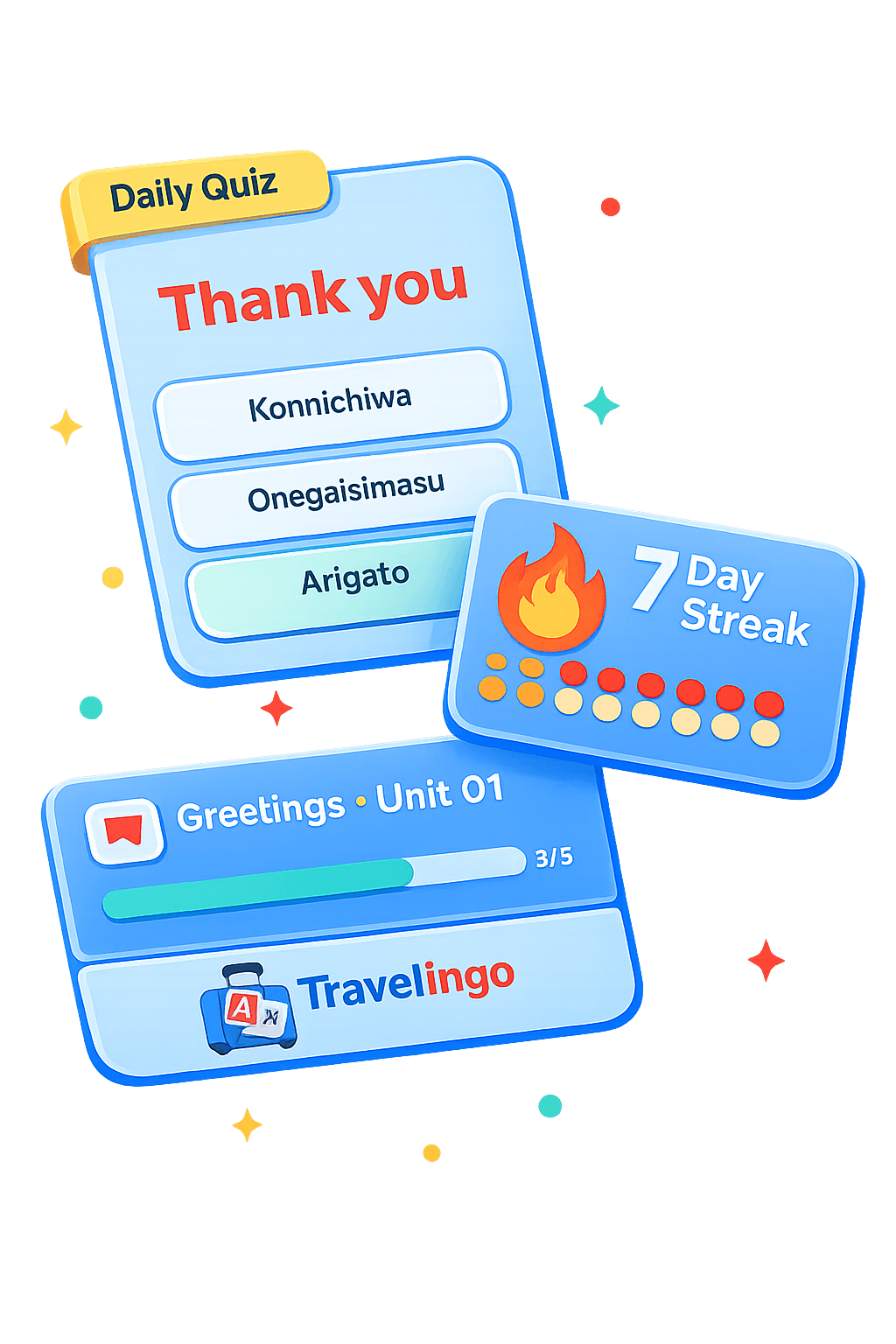 Travelingo streaks and quiz experience